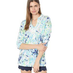 New! Lilly Pulitzer Resort White Cotton Kaia Knit Tunic Top NWT 35526